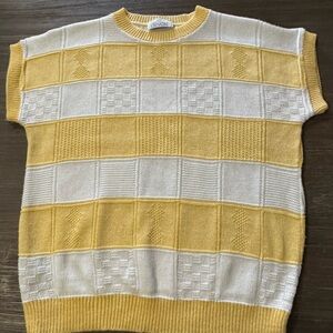Vintage Striped Yellow & White Knit Sweater - Casual Women’s Top